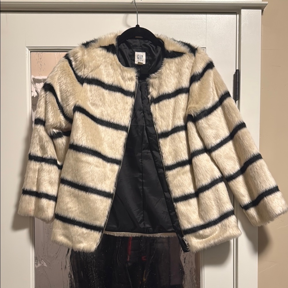 Girl’s Gap Striped Faux Fur Jacket